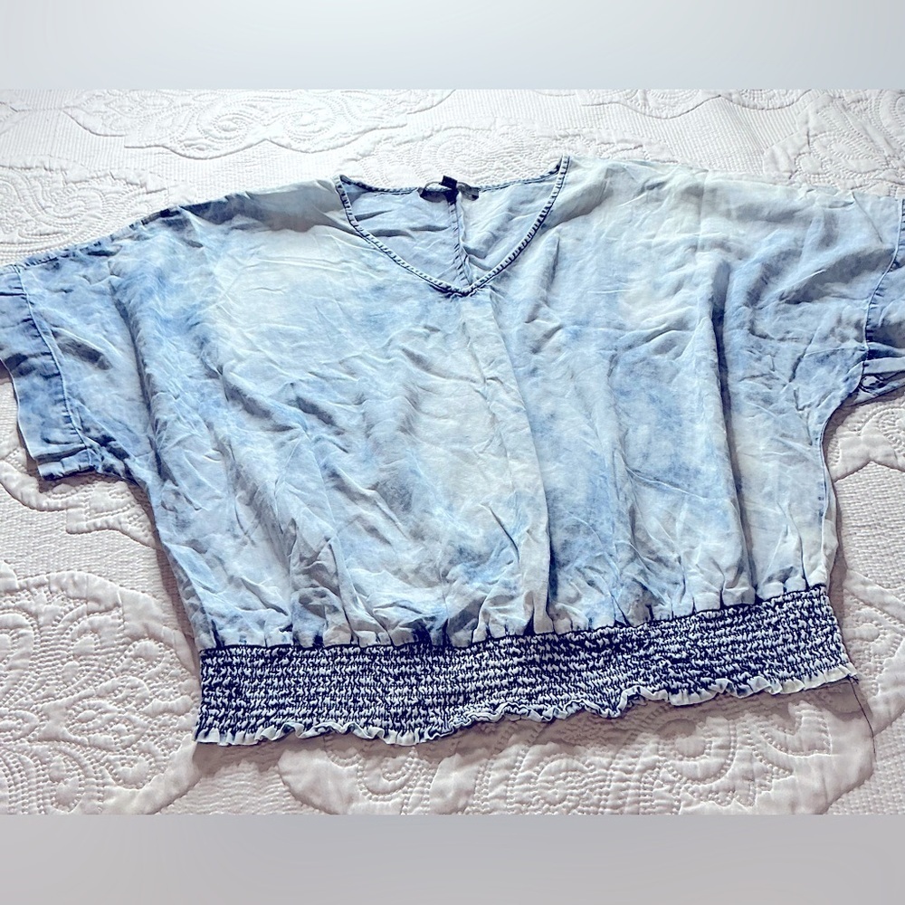 Marc New York Blue Gray Boxy Short Sleeve Blouse - Picture 7 of 8